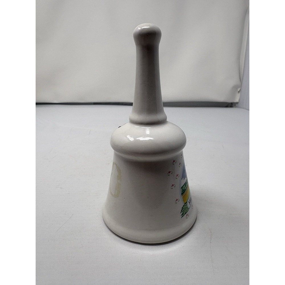 Vintage Yellowstone White Pink Flowers Souvenir Bell Cottage Trinket